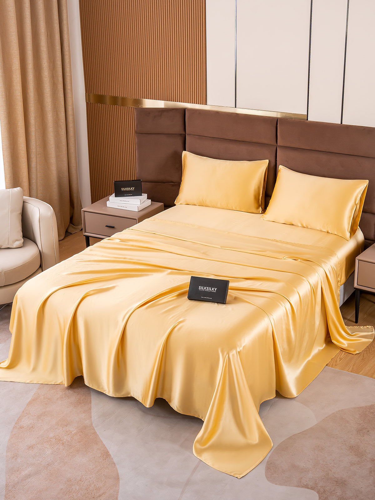 [Champagne] SilkSilky-IT 19Momme Seta pura Bedding Set 006