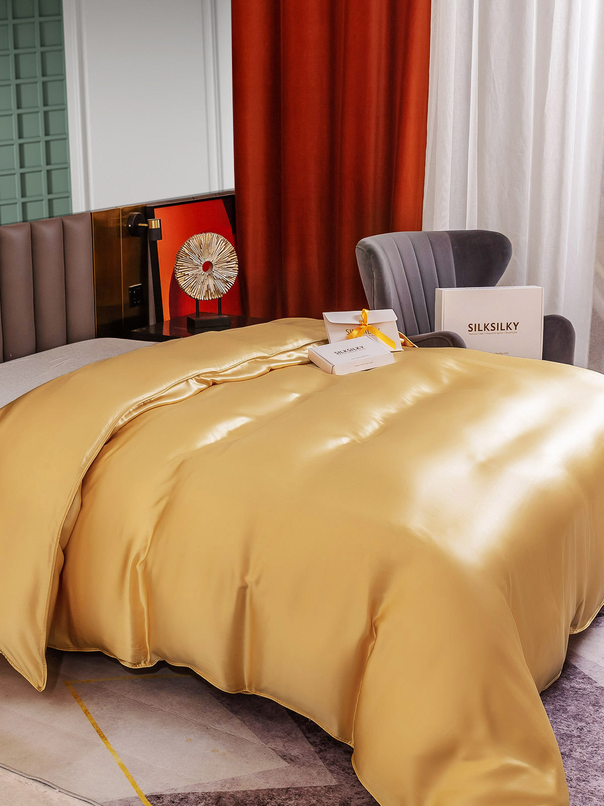[Champagne] SilkSilky-IT 25Momme Seta pura Duvet Cover 003