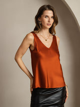 [Caramello] SilkSilky-IT Sleeveless V Neck Cami 002