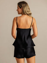 [Nero] SilkSilky-IT Sleeveless V Neck Set di Bretelle 002
