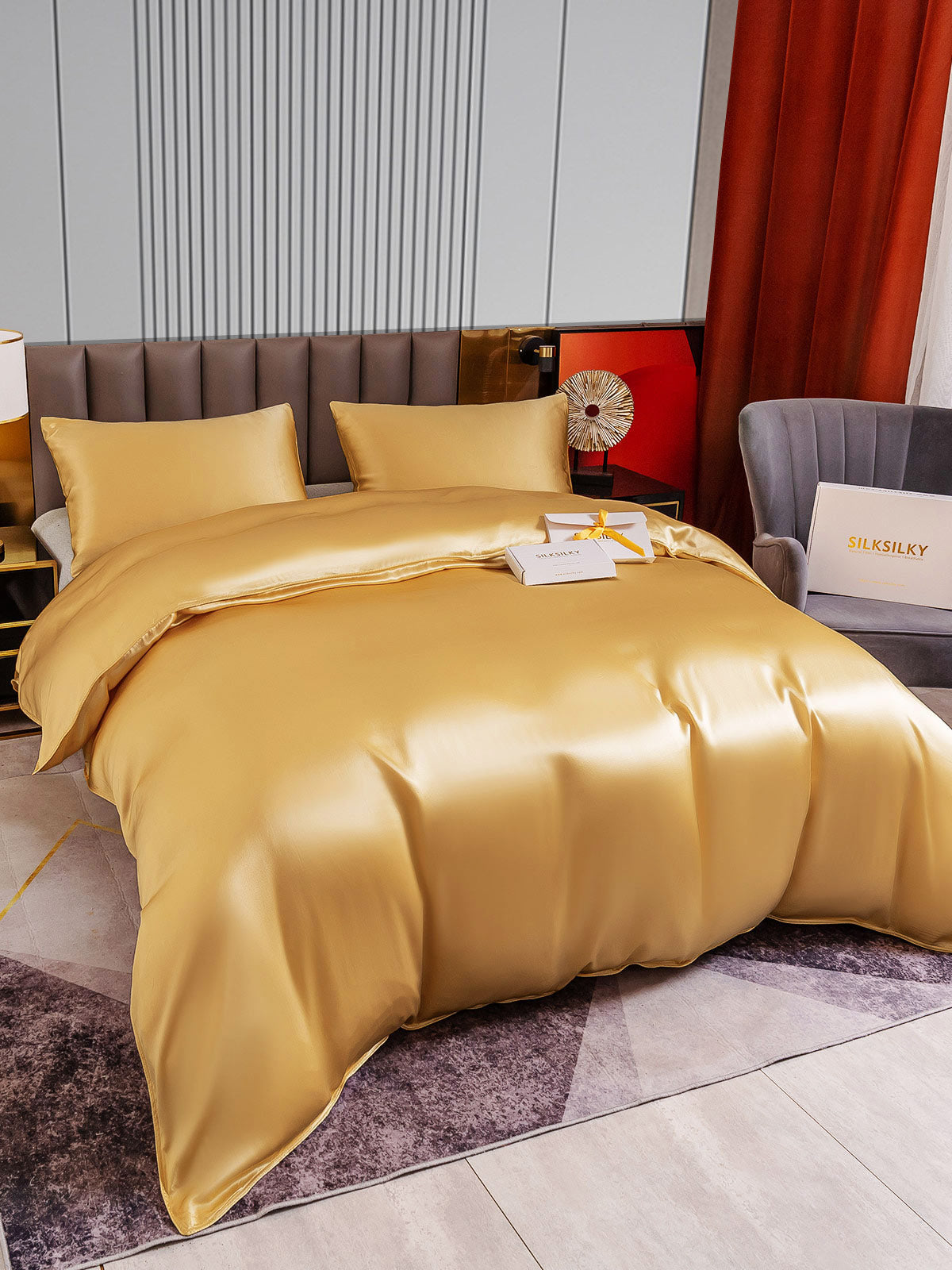 [Champagne] SilkSilky-IT 22Momme Seta pura Bedding Set 003