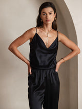 [Nero] SilkSilky-IT Spaghetti Strap Cowl Neck Cami 004