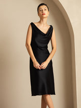 [Nero] SilkSilky-IT Sleeveless Cowl Neck Vestiti da donna 008