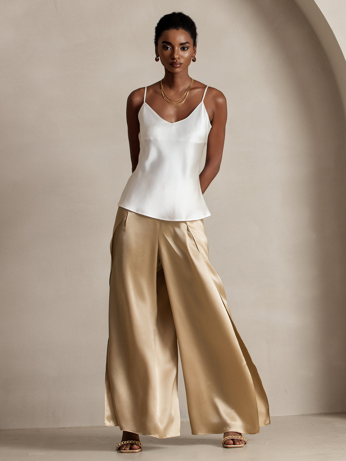 [Champagne] SilkSilky-IT 19Momme Seta Womens Pants 004