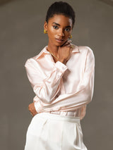 [Rosa] SilkSilky-IT Long Sleeve Lapel Collar Camicie da donna 003