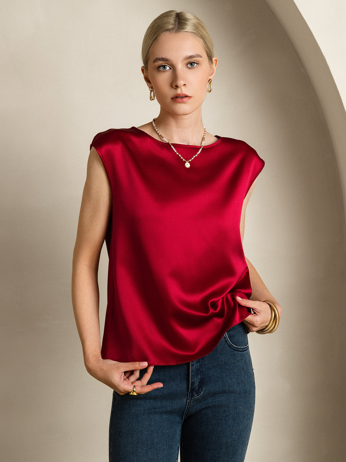 [Vino] SilkSilky-IT 19Momme Seta Womens T-Shirt 005