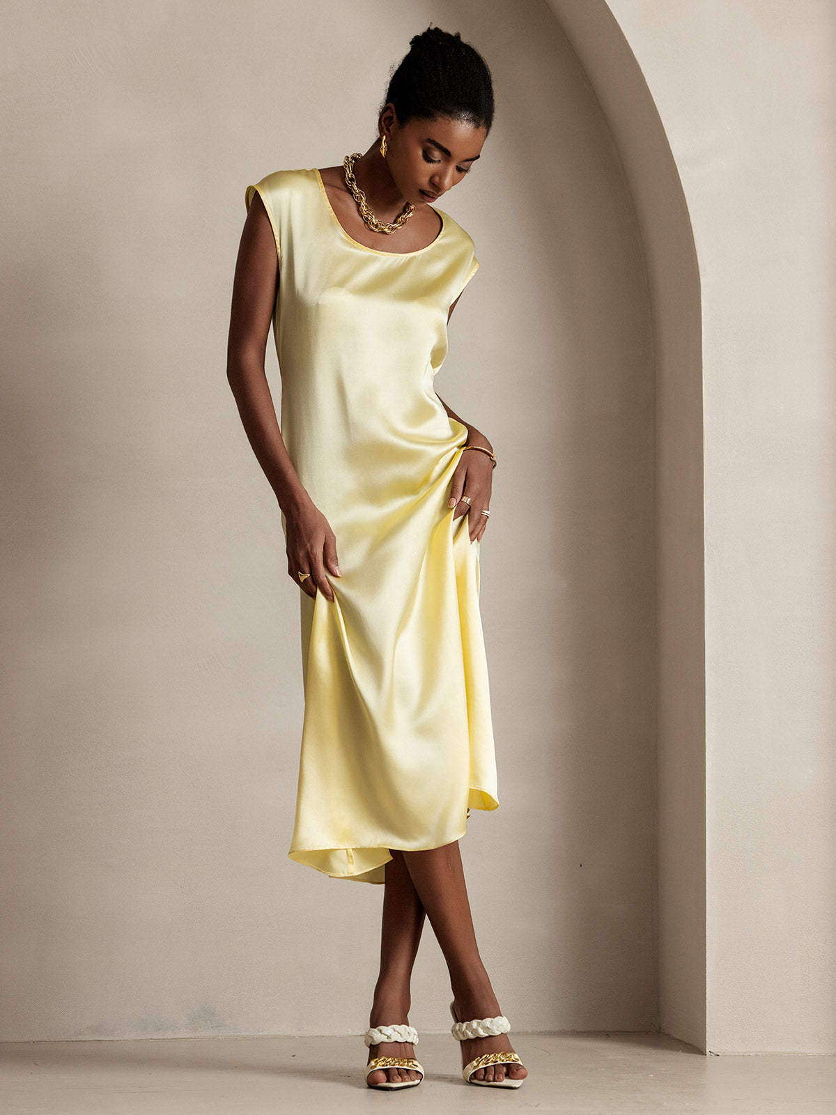 [Giallo Chiaro] SilkSilky-IT 19Momme Seta Dress 005