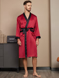 SilkSilky IT Seta pura Manica lunga Mens Robe Vino 001