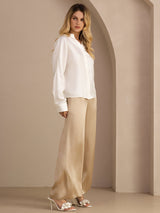 [Bianco] SilkSilky-IT Long Sleeve Blouse 005