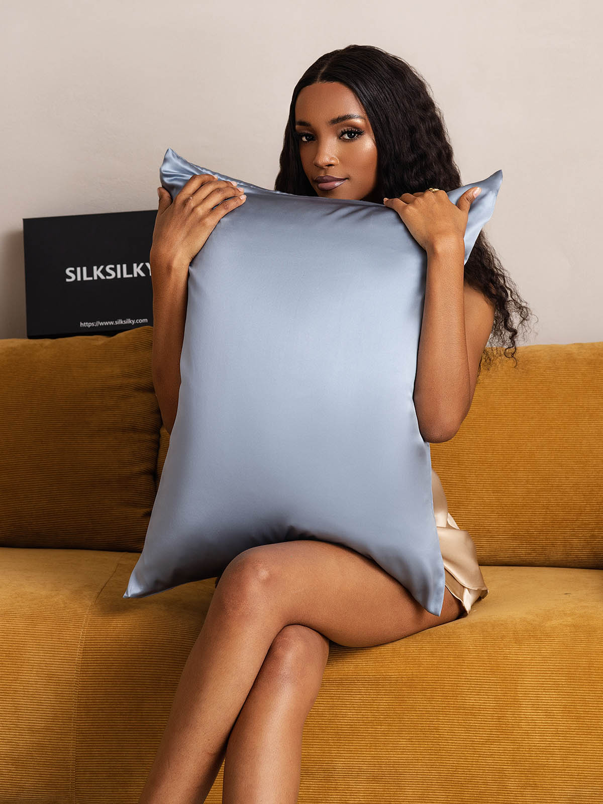 [Blu Grigiastro] SilkSilky-IT 22Momme Seta pura Pillowcase 004