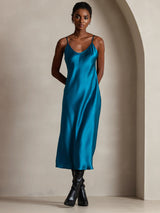 [Verde Acqua] SilkSilky-IT Sleeveless V Neck Vestiti da donna 005
