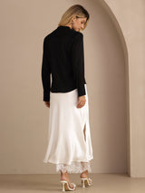 [Nero] SilkSilky-IT Long Sleeve Tie Neck Bluse 005