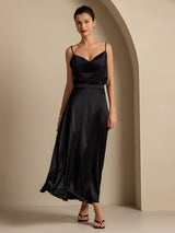 [Nero] SilkSilky-IT Spaghetti Strap Cowl Neck Women's Outfit Sets 006