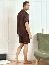 [Caffè] SilkSilky-IT Short Sleeve Lapel Collar Pigiami da uomo 002