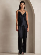 [Nero] SilkSilky-IT Spaghetti Strap Cowl Neck Cami 007