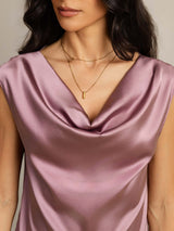 [Malva Pallido] SilkSilky-IT Cap Sleeve Cowl Neck Magliette donna 005