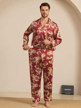[Drago Vino] SilkSilky-IT Long Sleeve Lapel Collar Pigiami da uomo 004