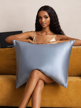 [Blu Grigiastro] SilkSilky-IT 19Momme Seta pura Pillowcase 003