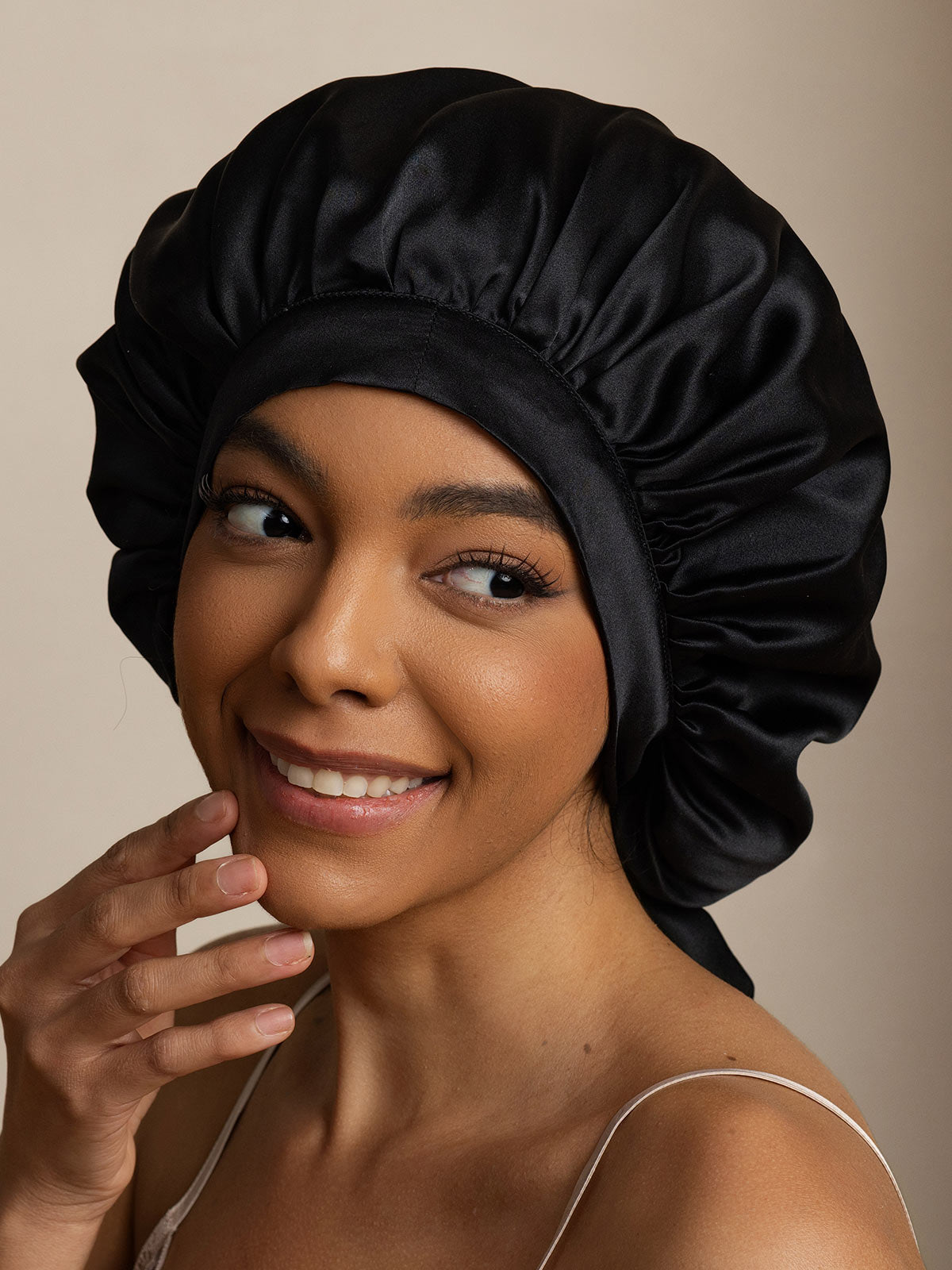 SilkSilky-IT Seta pura Sleep Cap Nero 003