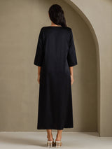 [Nero] SilkSilky-IT 3/4 Sleeve Round Neck Vestiti da donna 002