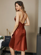 [Caramello] SilkSilky-IT Sleeveless V Neck Camicia da notte 004