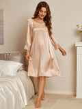 SilkSilky IT Seta pura Manica lunga Nightgown Champagne 004