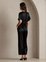 [Nero] SilkSilky-IT Short Sleeve Cowl Neck Bluse 002