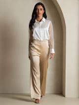 [Bianco] SilkSilky-IT Long Sleeve Lapel Collar Camicie da donna 006