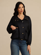 [Nero] SilkSilky-IT Manica lunga Collo alto Capispalla da donna 003