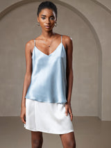 [Blu Grigiastro] SilkSilky-IT Spaghetti Strap V Neck Cami 003