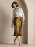 SilkSilky-IT 19Momme Seta pura Skirt Marrone 001