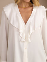 [Bianco] SilkSilky-IT Long Sleeve Deep V Neck Bluse 004