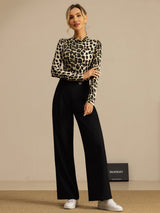 [Leopardo] SilkSilky-IT Manica lunga Collo a Lupetto Magliette donna 008