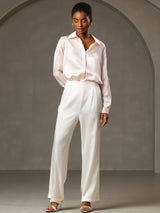 [Rosa] SilkSilky-IT Long Sleeve Lapel Collar Camicie da donna 006