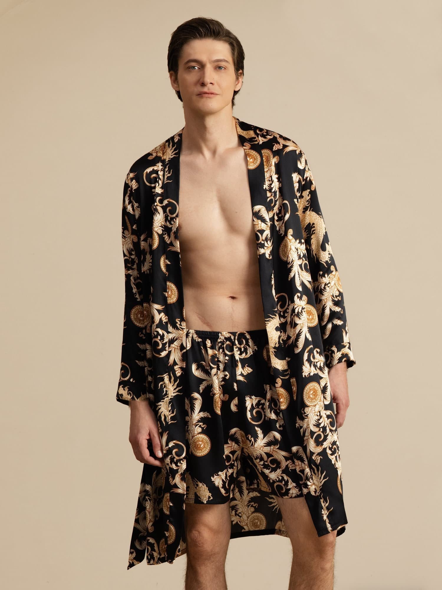 [Drago Nero] SilkSilky-IT Long Sleeve Pigiami da uomo 001