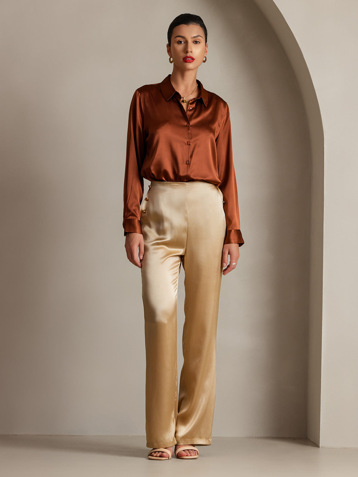 [Champagne] SilkSilky-IT 19Momme Seta Womens Pants 006