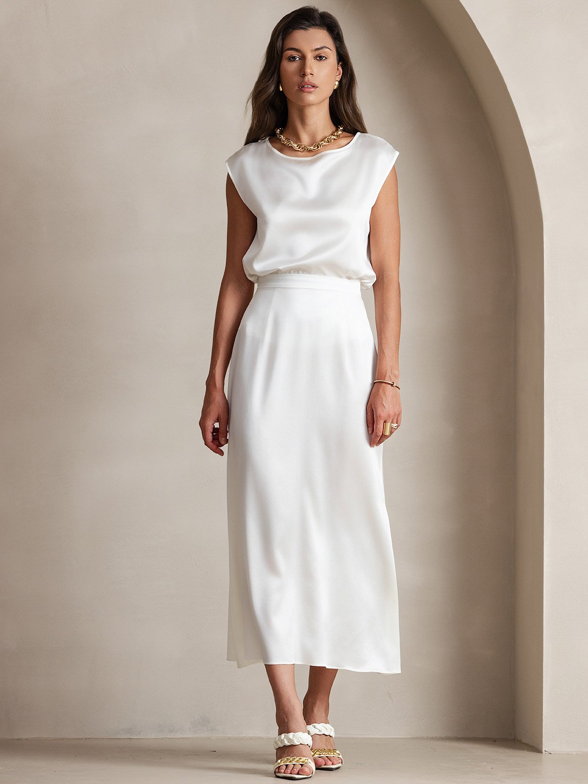 [Bianco] SilkSilky-IT 19Momme Seta Skirt 005