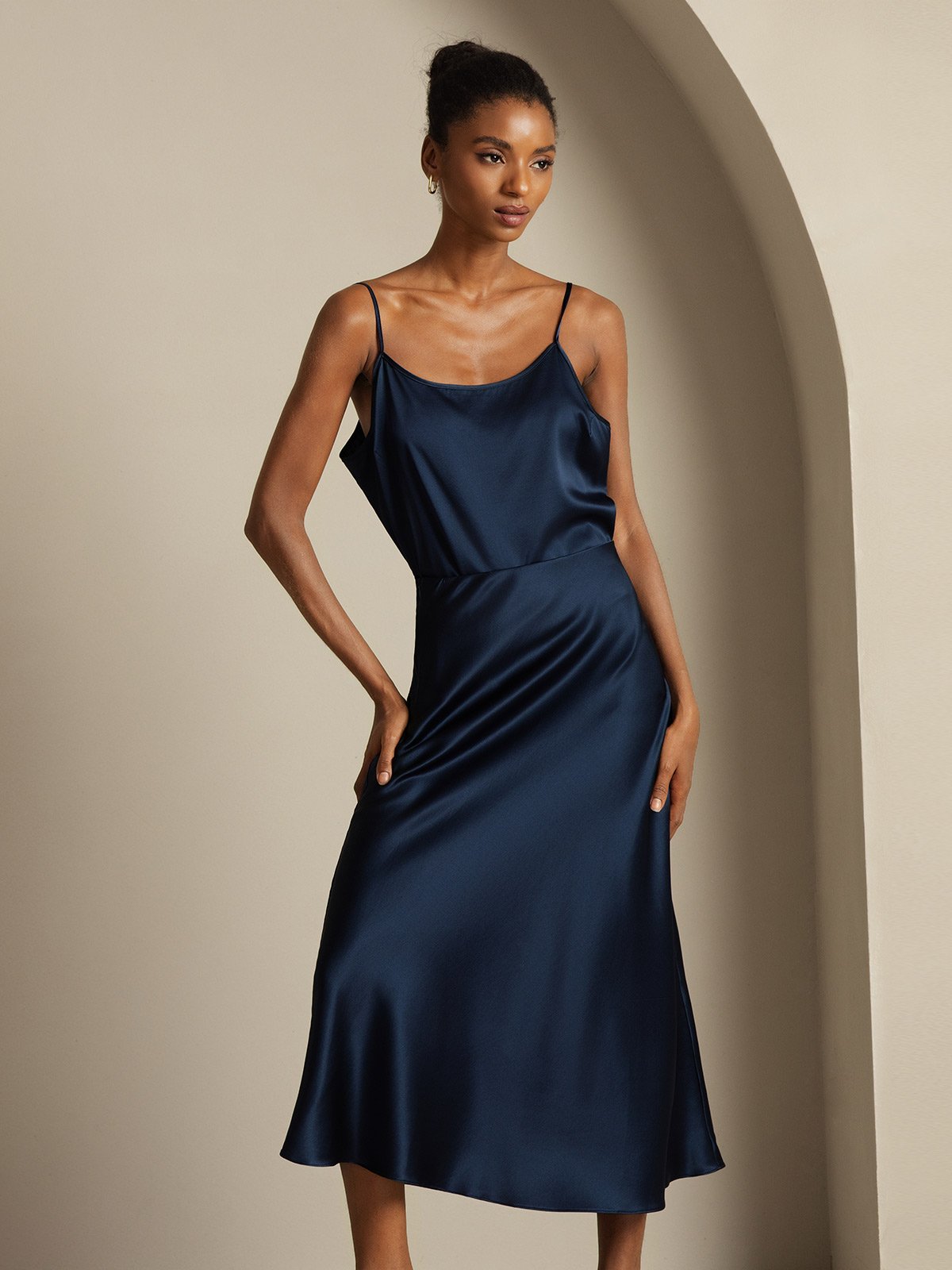 [Blu Scuro] SilkSilky-IT 19Momme Seta pura Womens Outfit Sets 004,