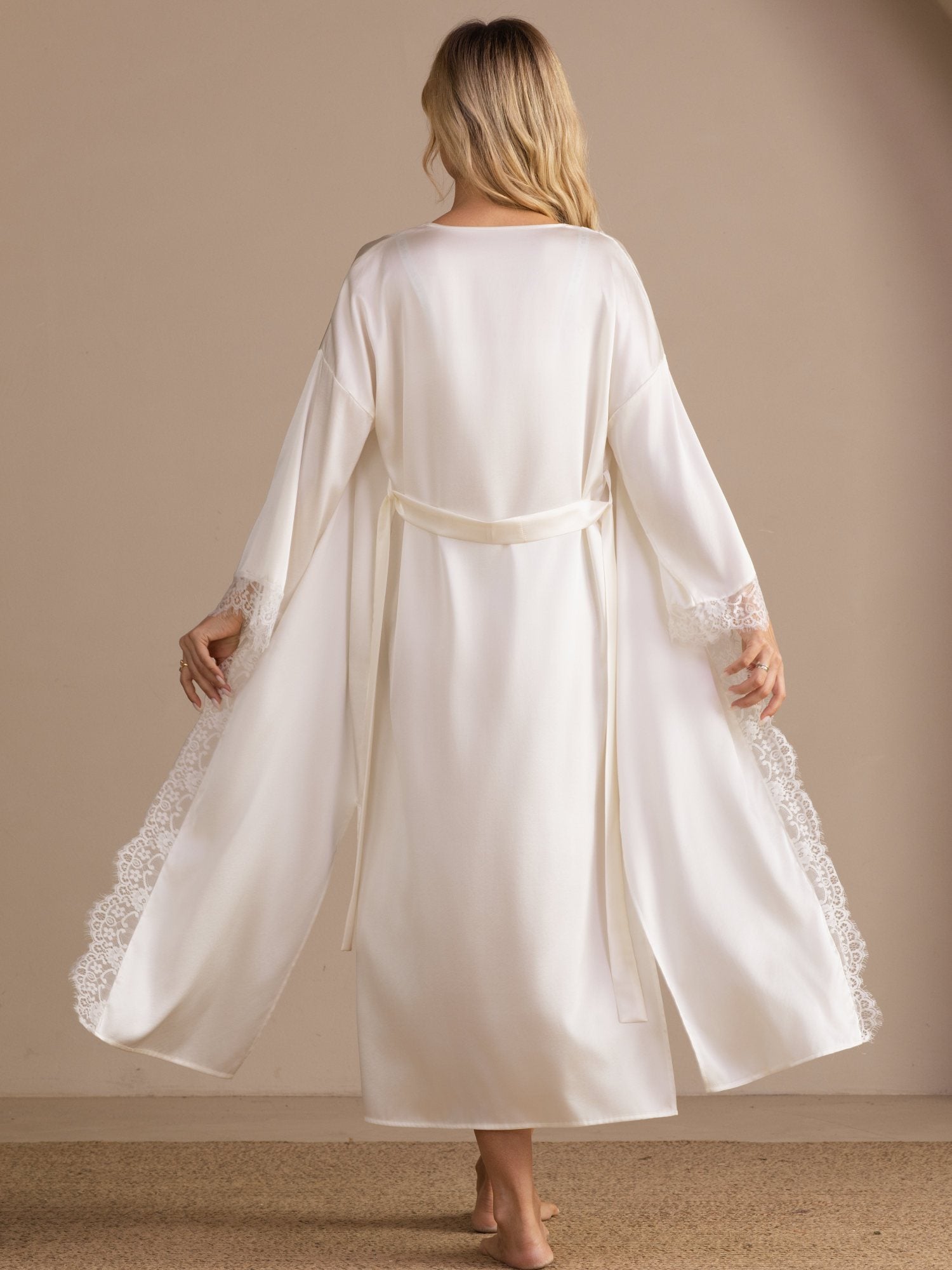 [Bianco] SilkSilky-IT 3/4 Sleeve Womens Robe 002
