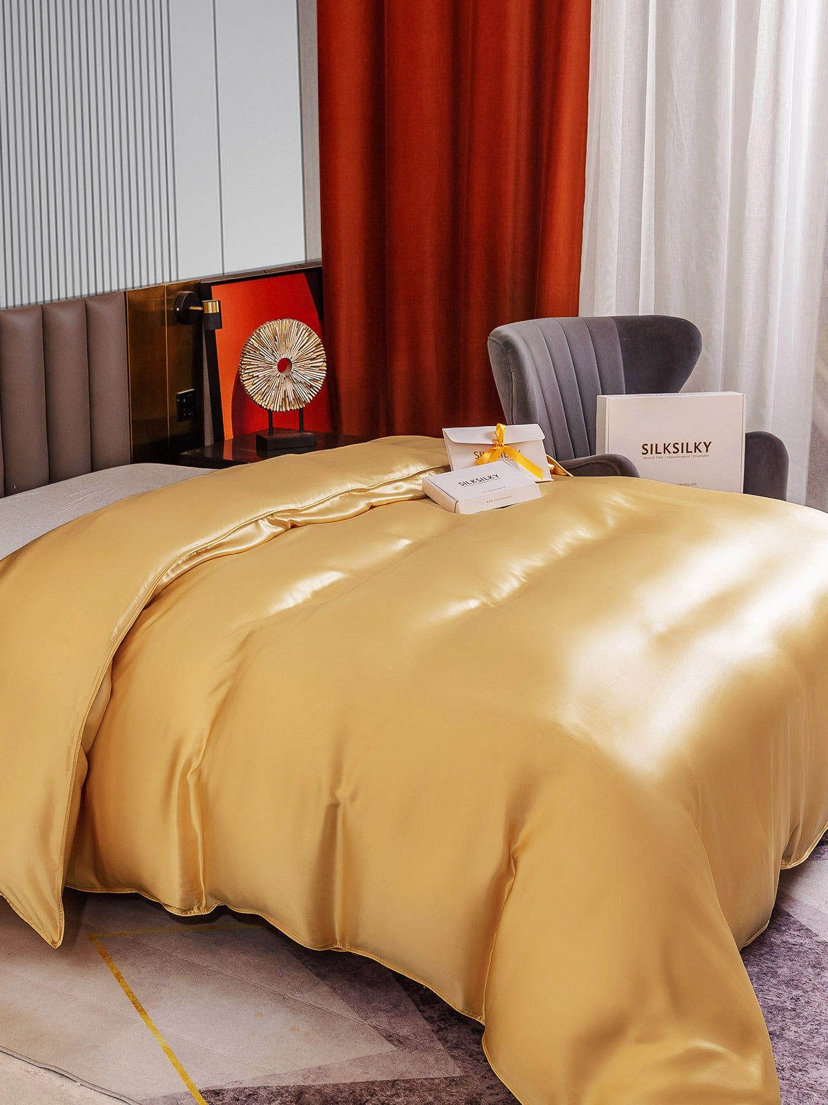 [Champagne] SilkSilky-IT 22Momme Seta pura Duvet Cover 004