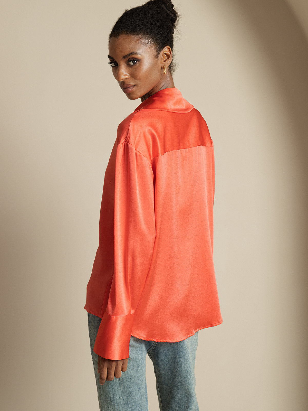[Rosso Imperiale] SilkSilky-IT 19Momme Seta Womens Shirt 002