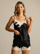 [Nero] SilkSilky-IT Sleeveless V Neck Set di Bretelle 003