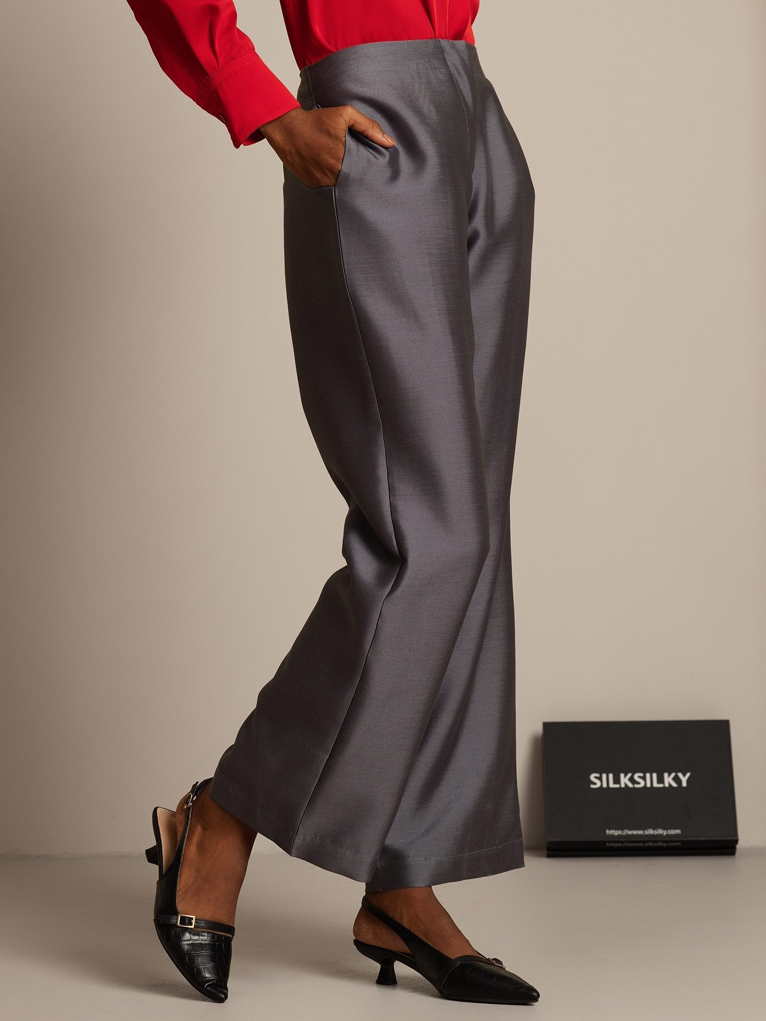 [Grigio] SilkSilky-IT 32Momme Seta Womens Pants 003,