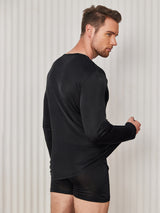 [Nero] SilkSilky-IT Long Sleeve Round Neck Maglietta da uomo 002