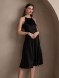 SilkSilky IT 19Momme Seta Senza maniche Dress Nero 005