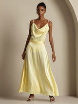 [Giallo Chiaro] SilkSilky-IT Spaghetti Strap Cowl Neck Women's Outfit Sets 001