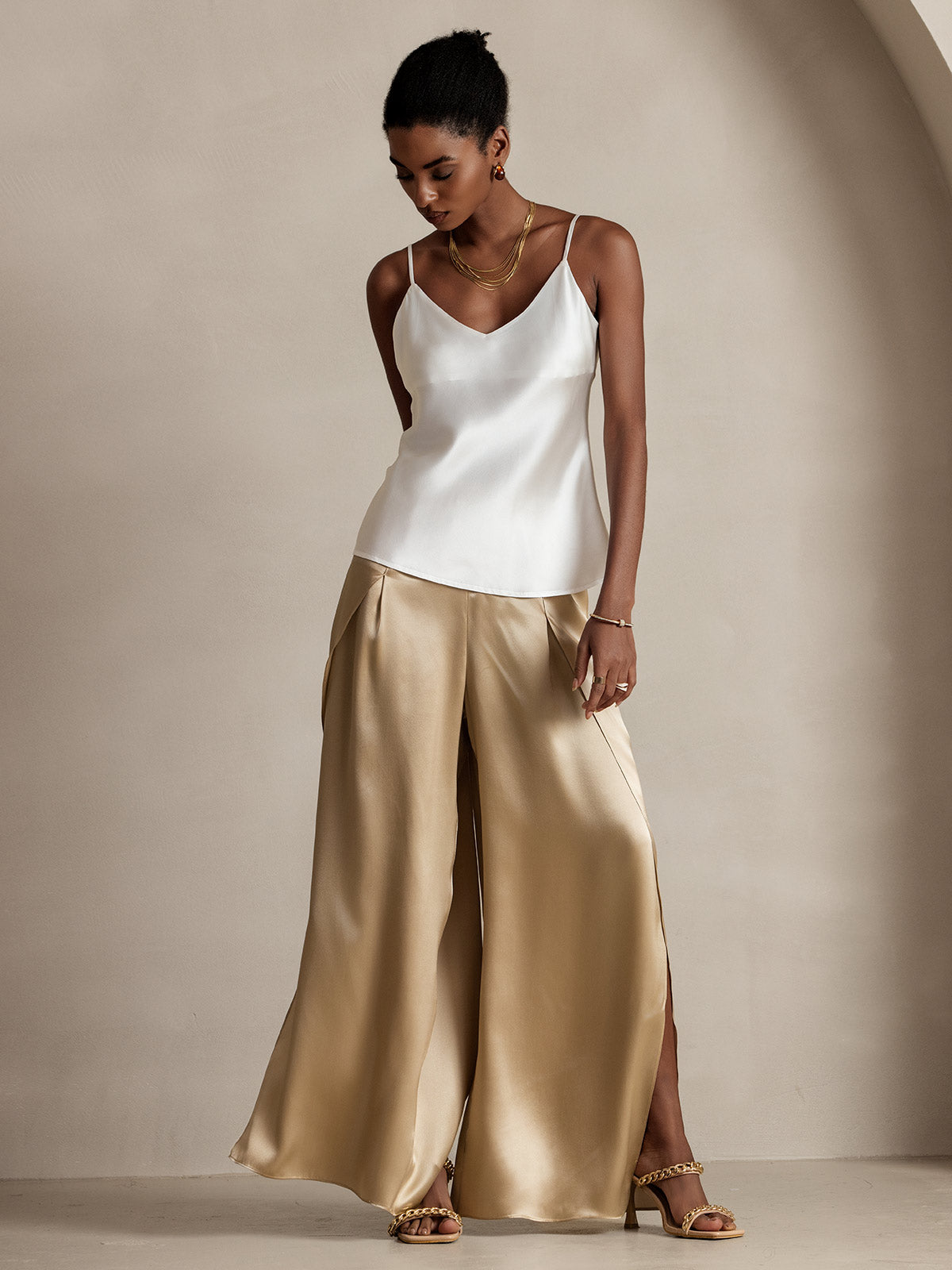 [Champagne] SilkSilky-IT 19Momme Seta Womens Pants 005
