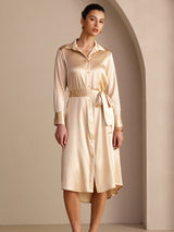 [Champagne] SilkSilky-IT Long Sleeve Lapel Collar Vestiti da donna 006