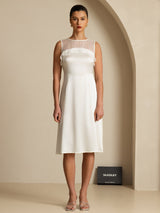 [Bianco] SilkSilky-IT Sleeveless Illusion Neck Vestiti da donna 003