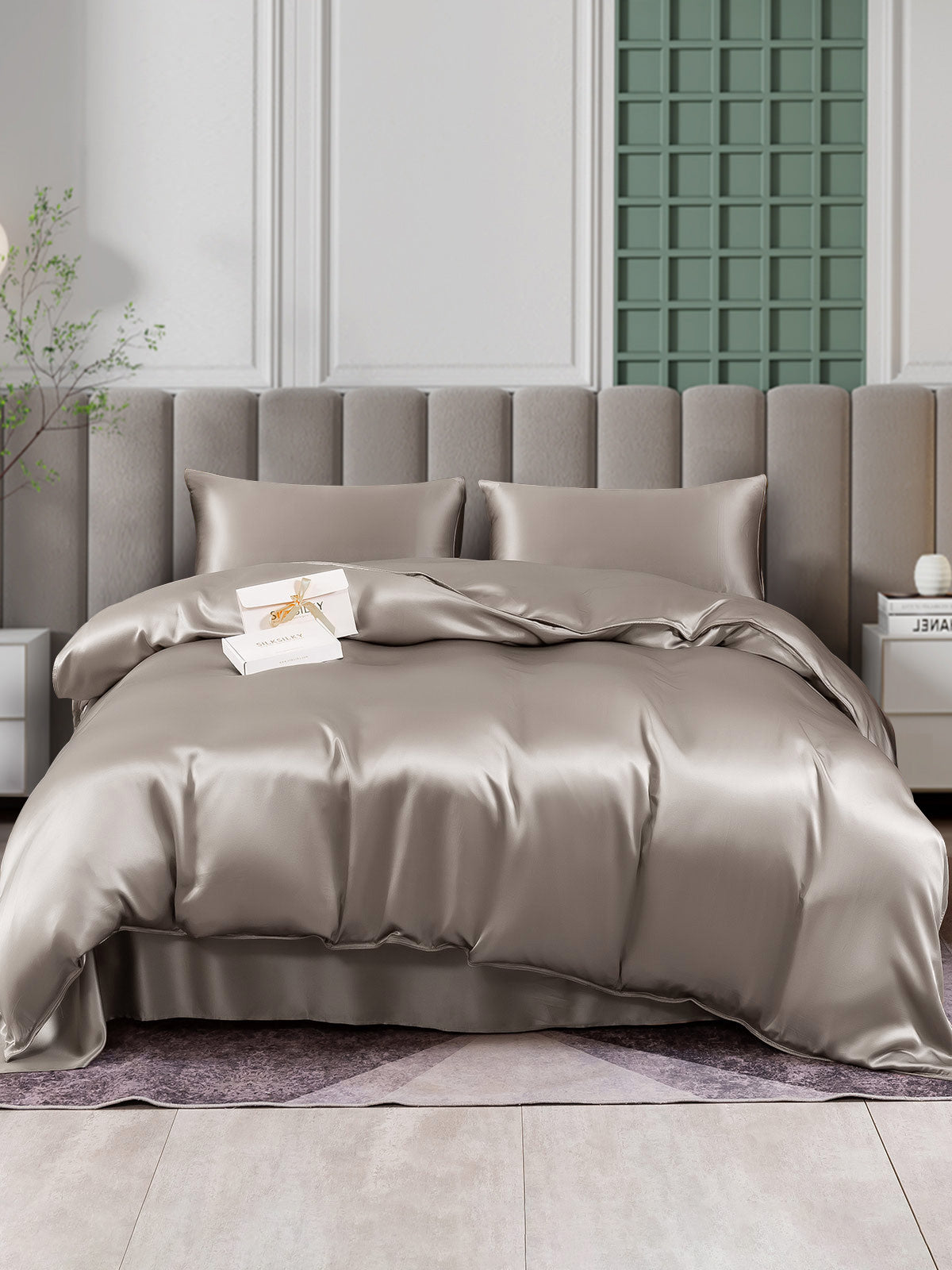 SilkSilky IT 25Momme Seta pura Bedding Set Grigio 001